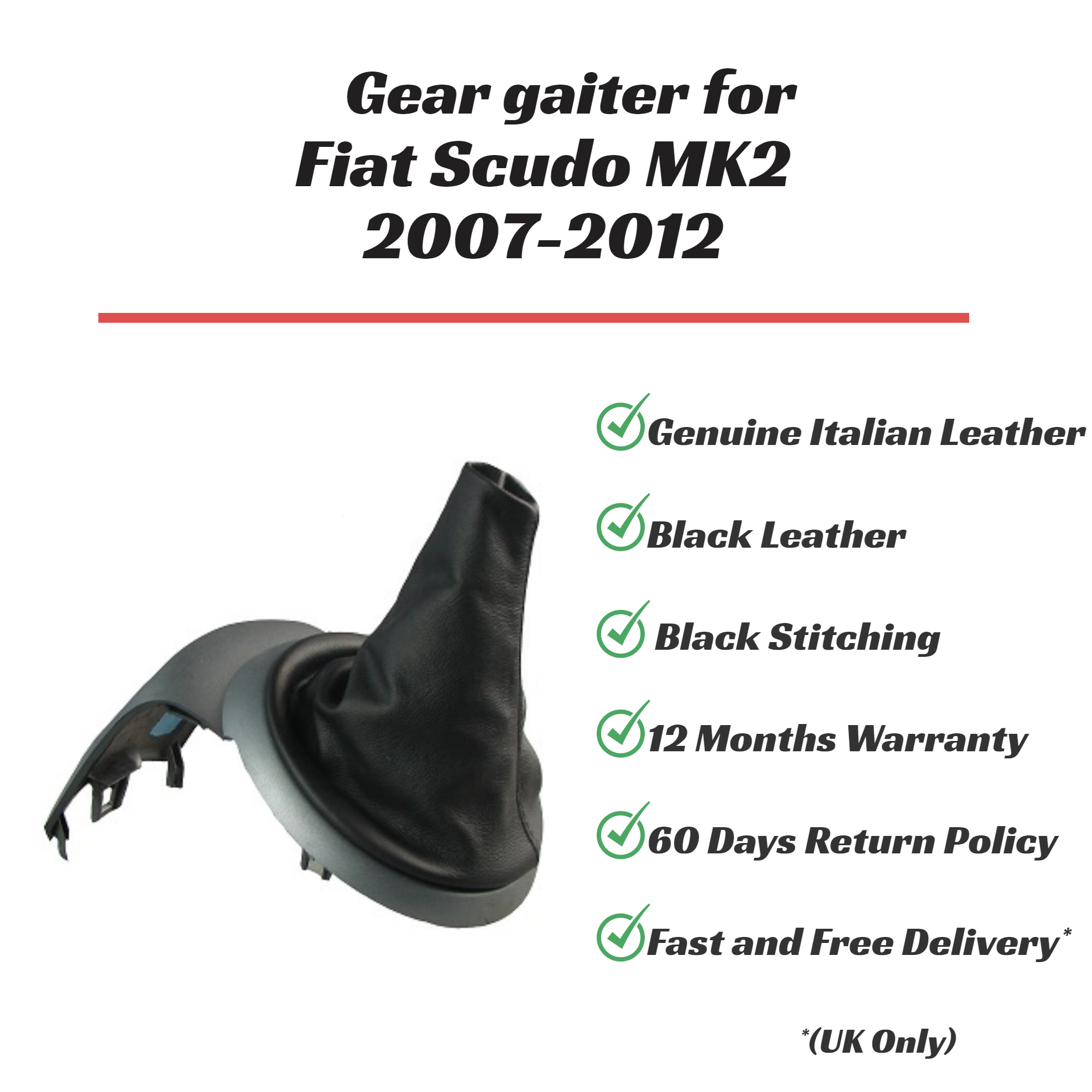 GREEN STITCHING FITS FIAT SCUDO 1996-2004 LEATHER GEAR STICK GAITER
